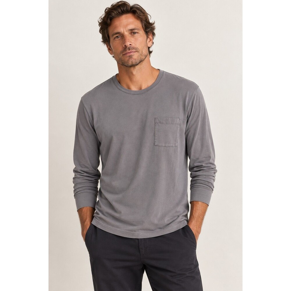 James Perse Men’s Long Sleeve Pocket T-Shirt Gray Size 3 Large L Crewneck Top